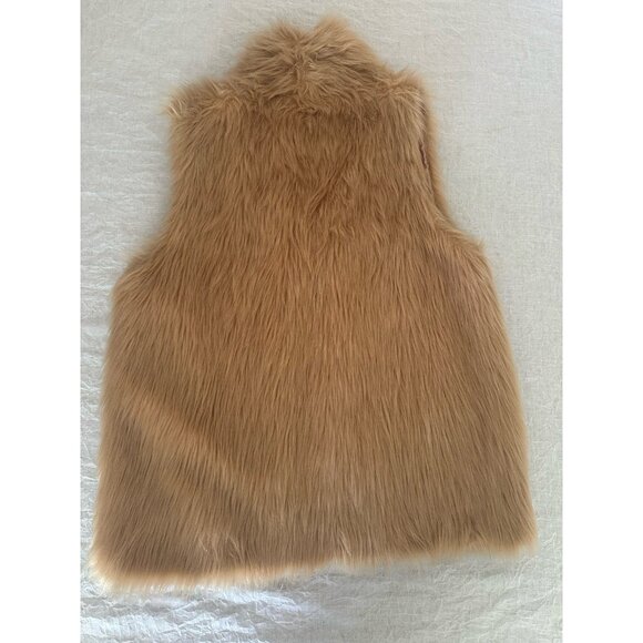 BCBGeneration Faux Fur‎ Tan Vest Women’s Size Small Mob Wife Open Front - Picture 8 of 8